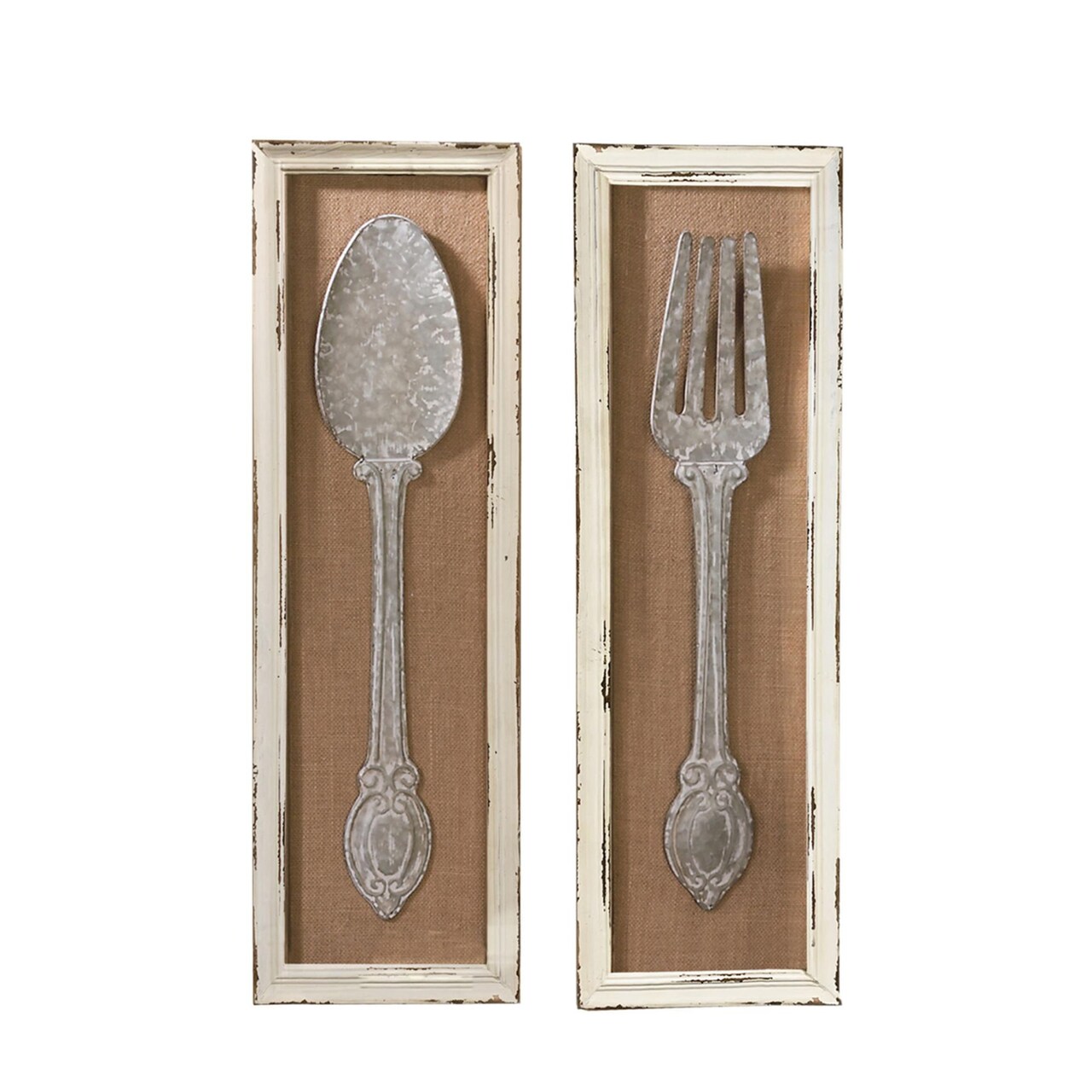 Tripar International Beige and Silver Spoon Fork Wall Art Decor 31.5" x 1.5"